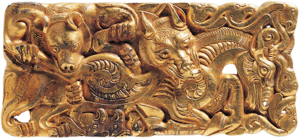 Gold Belt Plaque, 2nd century. BC. Shizishan, Xuzhou, Xuzhou Museum, Jiangsu
